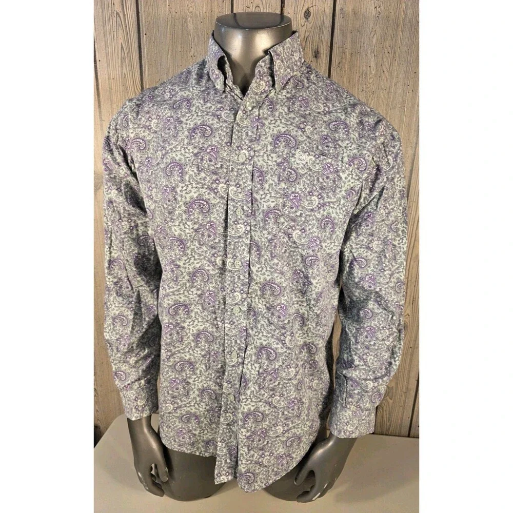 Cinch Men's Western Paisley Long Sleeve Button Front Shirt Large Cowboy Rodeo